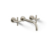KOHLER K-T14414-3 Purist Wall-mount bathroom sink faucet trim with Cross handles, 1.2 gpm, vibrant brushed nickel