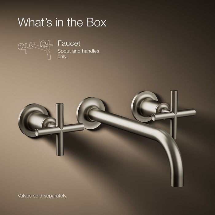 KOHLER K-T14414-3 Purist Wall-mount bathroom sink faucet trim with Cross handles, 1.2 gpm, vibrant brushed nickel - view 5