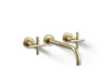 KOHLER K-T14414-3 Purist Wall-mount bathroom sink faucet trim with Cross handles, 1.2 gpm, vibrant french gold