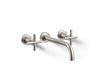 KOHLER K-T14414-3 Purist Wall-mount bathroom sink faucet trim with Cross handles, 1.2 gpm, vibrant polished nickel