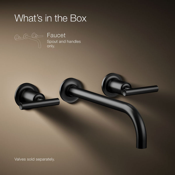 KOHLER K-T14414-4 Purist Wall-mount bathroom sink faucet trim with Lever handles, 1.2 gpm, matte black - view 5