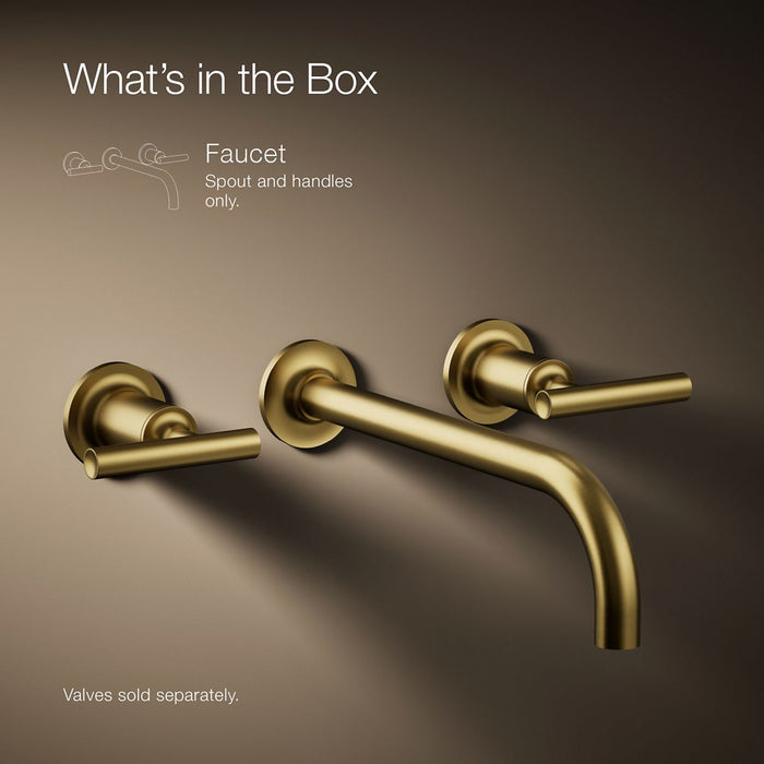 KOHLER K-T14414-4 Purist Wall-mount bathroom sink faucet trim with Lever handles, 1.2 gpm, vibrant brushed moderne brass...