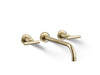 KOHLER K-T14414-4 Purist Wall-mount bathroom sink faucet trim with Lever handles, 1.2 gpm, vibrant french gold