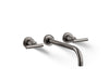 KOHLER K-T14414-4 Purist Wall-mount bathroom sink faucet trim with Lever handles, 1.2 gpm, vibrant titanium