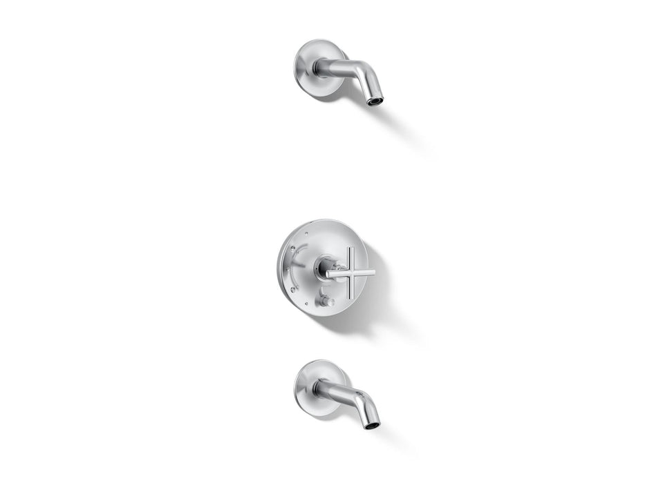 KOHLER K-T14420-3L Purist Rite-Temp bath and shower trim kit with push-button diverter and cross handle, without showerhead