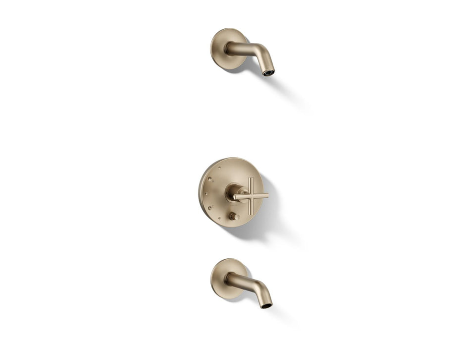 KOHLER K-T14420-3L Purist Rite-Temp bath and shower trim kit with push-button diverter and cross handle, without...