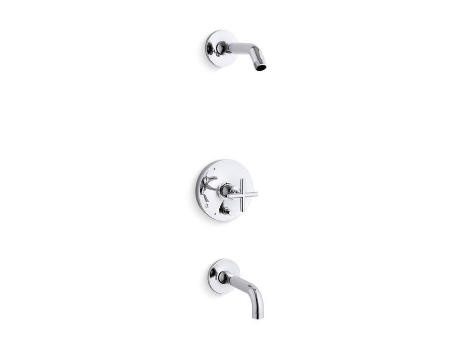 KOHLER K-T14421-3L Purist Rite-Temp bath and shower trim kit with push-button diverter and cross handle, without...