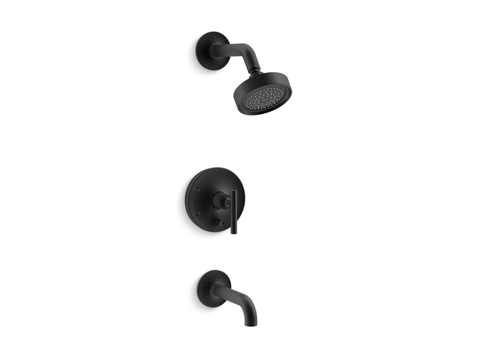 KOHLER K-T14421-4 Purist Rite-Temp bath and shower trim kit with push-button diverter and lever handle, 2.5 gpm, matte black