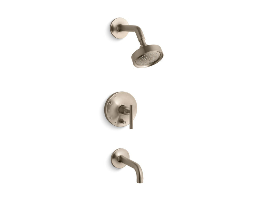 KOHLER K-T14421-4 Purist Rite-Temp bath and shower trim kit with push-button diverter and lever handle, 2.5 gpm, vibrant...