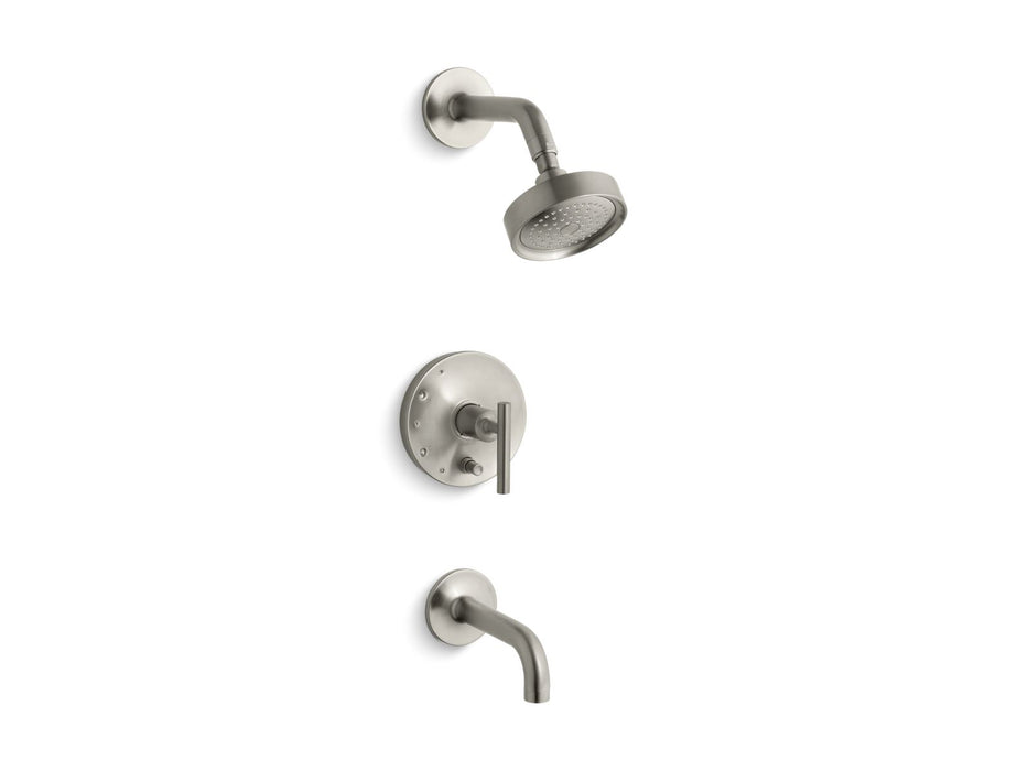 KOHLER K-T14421-4 Purist Rite-Temp bath and shower trim kit with push-button diverter and lever handle, 2.5 gpm, vibrant...