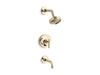 KOHLER K-T14421-4 Purist Rite-Temp bath and shower trim kit with push-button diverter and lever handle, 2.5 gpm, vibrant...