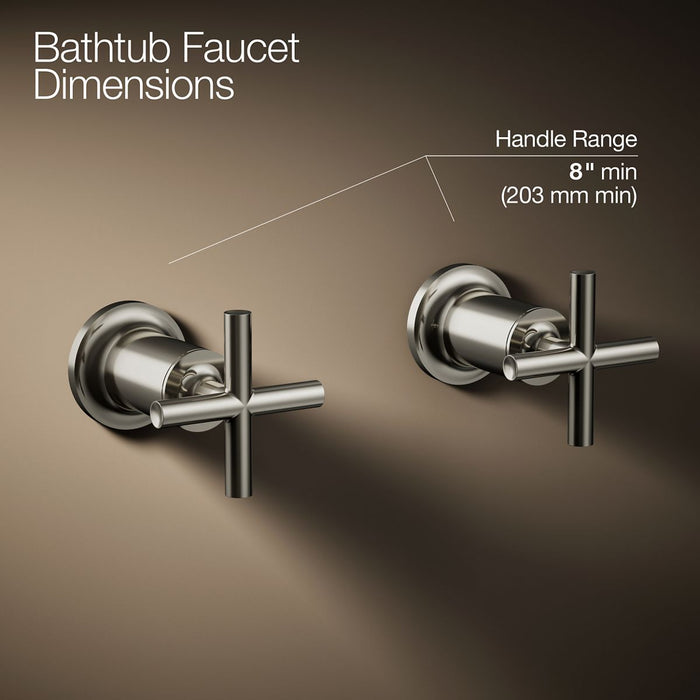 KOHLER K-T14429-3 Purist Deck- or wall-mount bath faucet handle trim with cross design, vibrant polished nickel - view 2