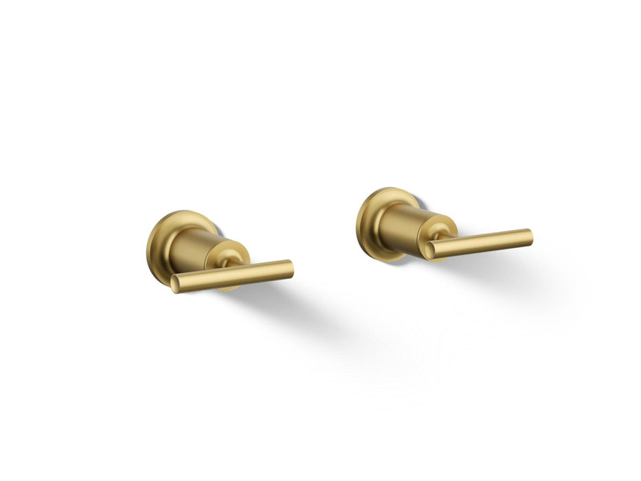 KOHLER K-T14429-4 Purist Deck- or wall-mount bath faucet handle trim with lever design, vibrant brushed moderne brass
