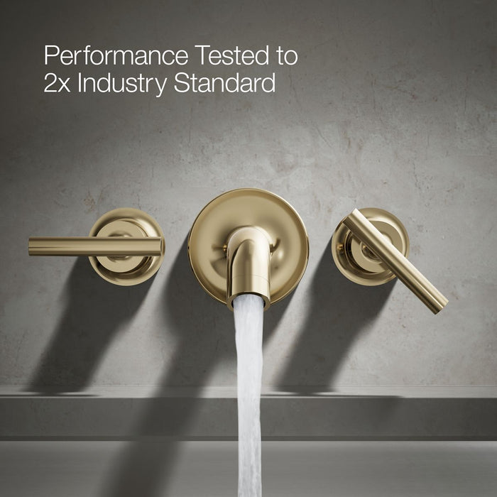 KOHLER K-T14429-4 Purist Deck- or wall-mount bath faucet handle trim with lever design, vibrant french gold - view 5