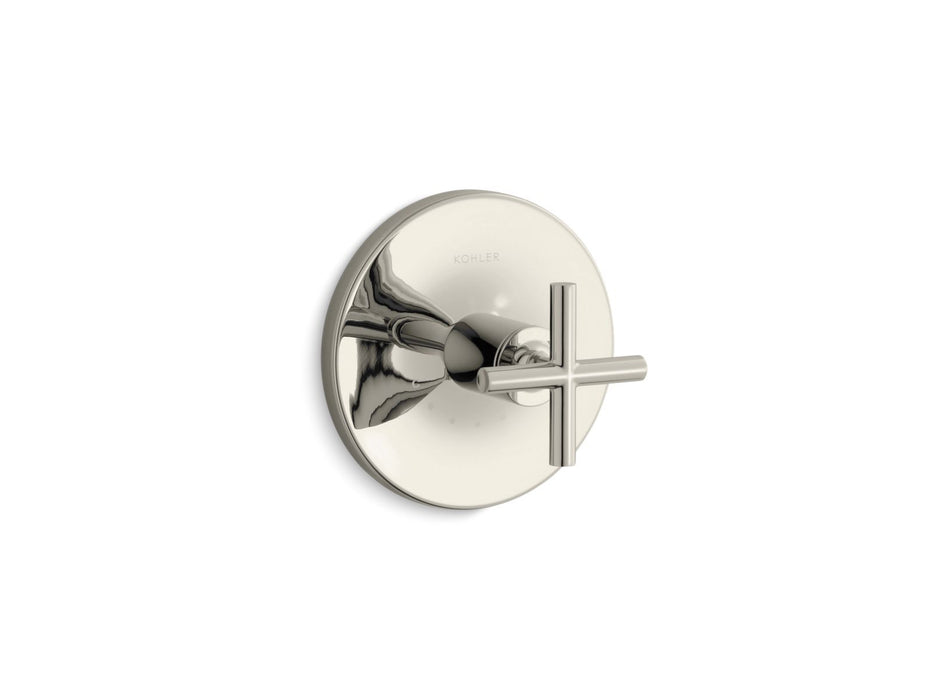KOHLER K-T14488-3 Purist MasterShower temperature control valve trim with cross handle, vibrant polished nickel