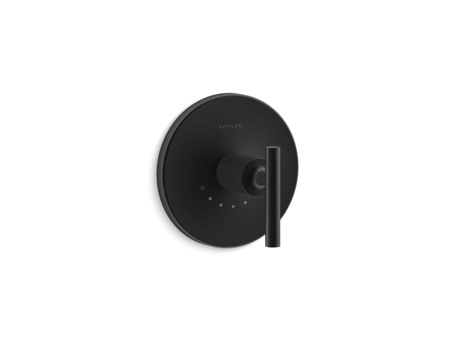 KOHLER K-T14488-4 Purist MasterShower temperature control valve trim with lever handle, matte black