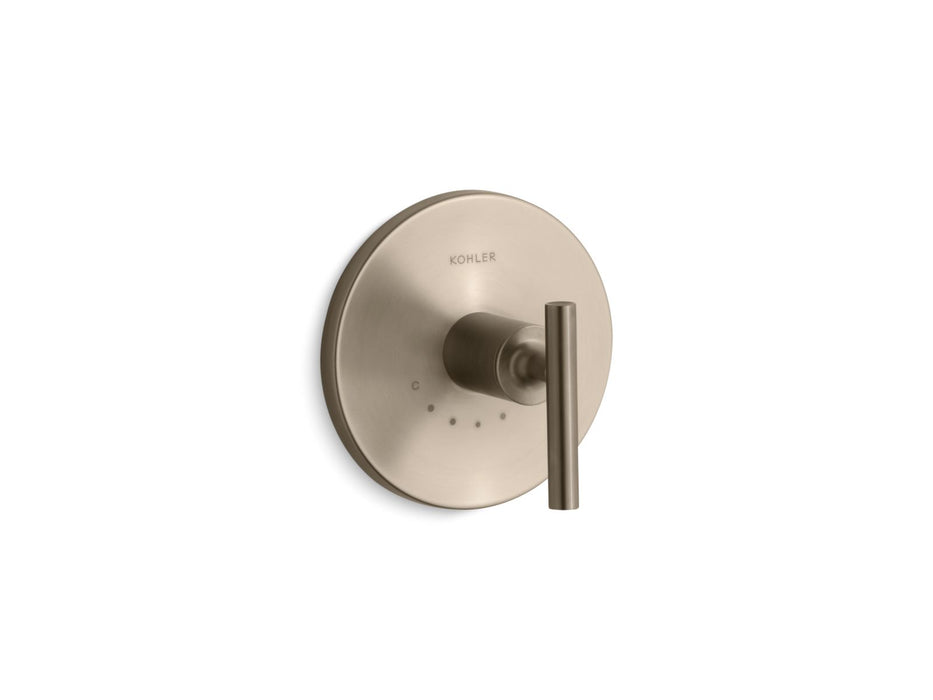KOHLER K-T14488-4 Purist MasterShower temperature control valve trim with lever handle, vibrant brushed bronze