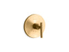 KOHLER K-T14488-4 Purist MasterShower temperature control valve trim with lever handle, vibrant brushed moderne brass