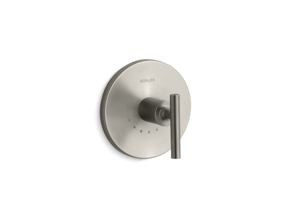 KOHLER K-T14488-4 Purist MasterShower temperature control valve trim with lever handle, vibrant brushed nickel
