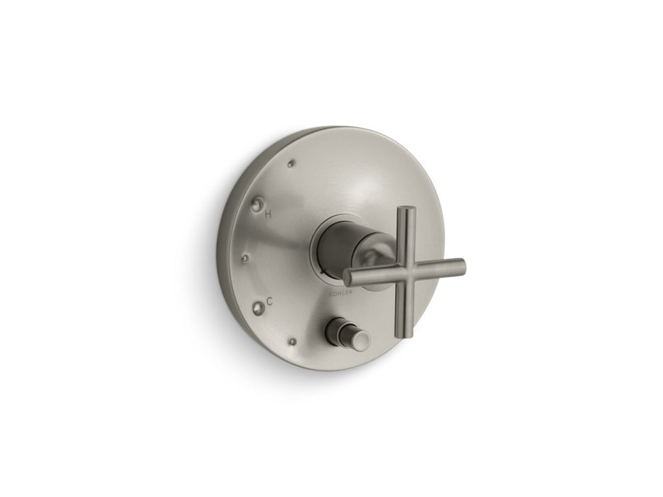 KOHLER K-T14501-3 Purist Rite-Temp valve trim with push-button diverter and cross handle