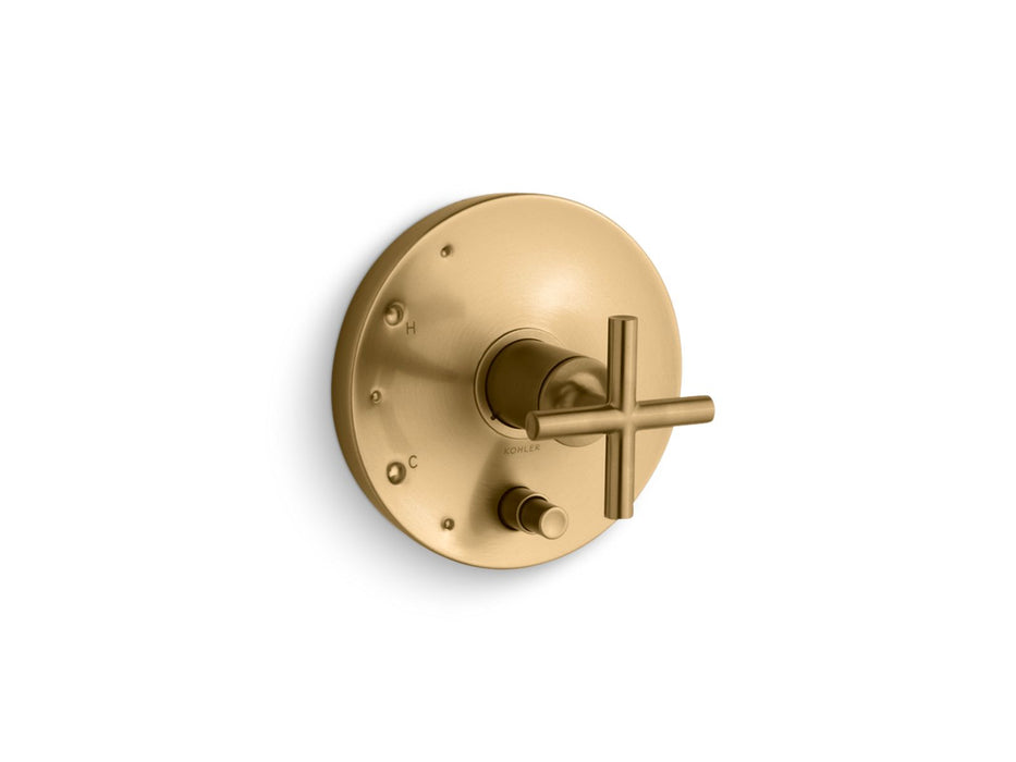 KOHLER K-T14501-3 Purist Rite-Temp valve trim with push-button diverter and cross handle