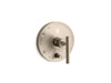 KOHLER K-T14501-4 Purist Rite-Temp valve trim with push-button diverter and lever handle, vibrant brushed bronze