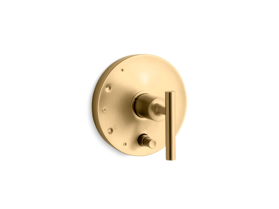 KOHLER K-T14501-4 Purist Rite-Temp valve trim with push-button diverter and lever handle, vibrant moderne brushed gold