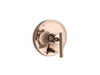KOHLER K-T14501-4 Purist Rite-Temp valve trim with push-button diverter and lever handle, vibrant rose gold
