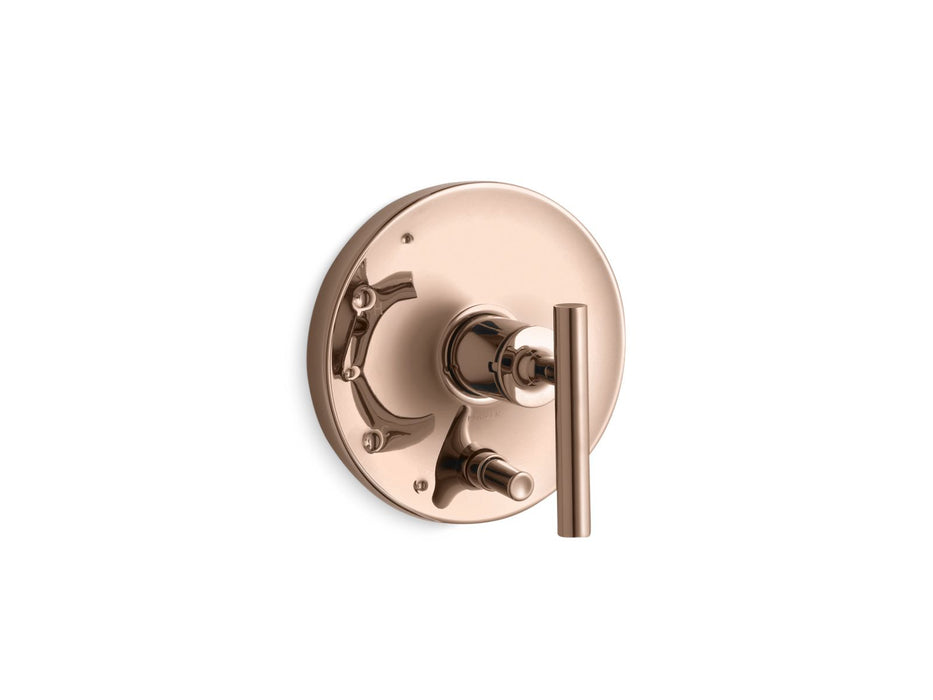 KOHLER K-T14501-4 Purist Rite-Temp valve trim with push-button diverter and lever handle, vibrant rose gold