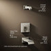 3/4 view of product with dimensions