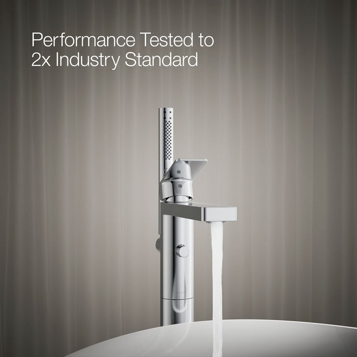 KOHLER K-T23492-4 Parallel Floor-mount bath filler trim with handshower, polished chrome - view 5