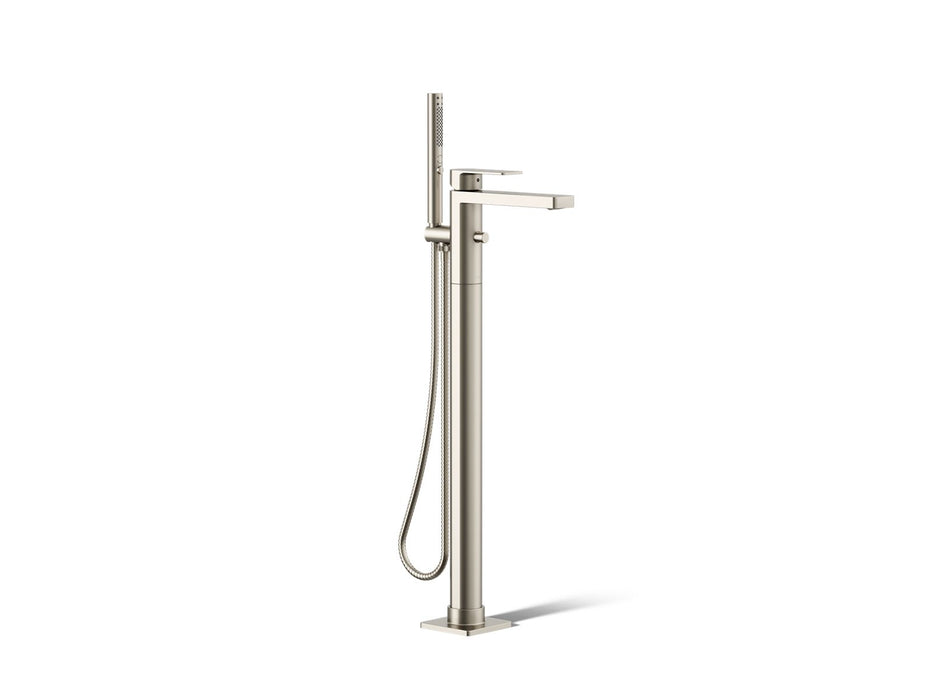 KOHLER K-T23492-4 Parallel Floor-mount bath filler trim with handshower, vibrant brushed nickel
