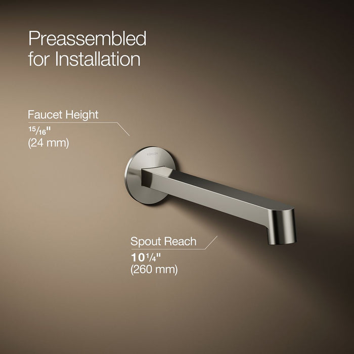 KOHLER K-T23889 Components Wall-mount bathroom sink faucet spout with Row design, 1.2 gpm