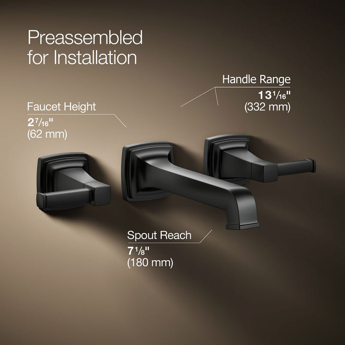 KOHLER K-T26432-4 Riff Wall-mount bathroom sink faucet trim, 1.2 gpm, matte black - view 2