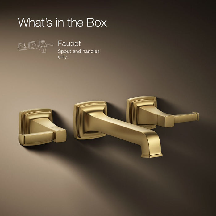 KOHLER K-T26432-4 Riff Wall-mount bathroom sink faucet trim, 1.2 gpm, vibrant brushed moderne brass - view 5