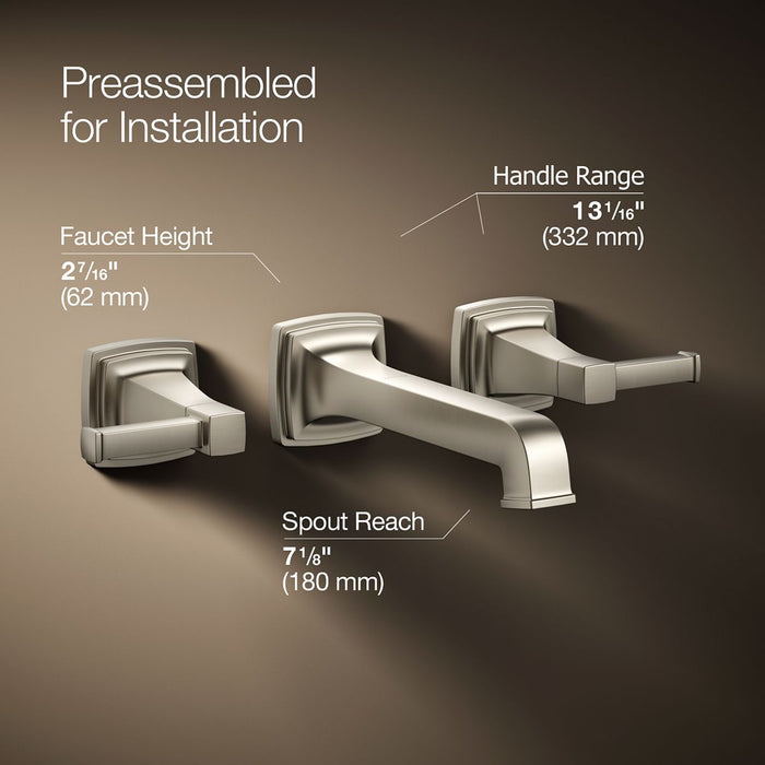 KOHLER K-T26432-4 Riff Wall-mount bathroom sink faucet trim, 1.2 gpm, vibrant brushed nickel - view 2