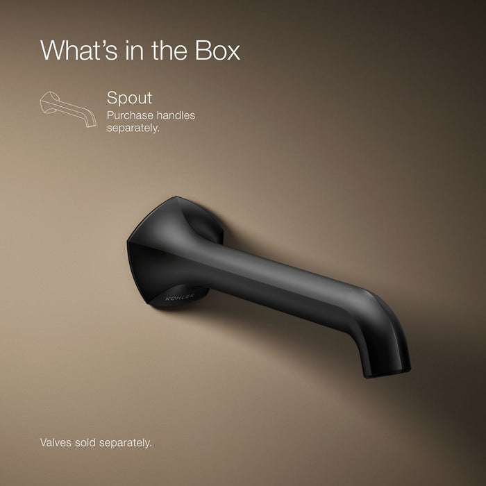 KOHLER K-T27011-ND Occasion Wall-mount bathroom sink faucet spout with Straight design, 1.2 gpm, matte black - view 5