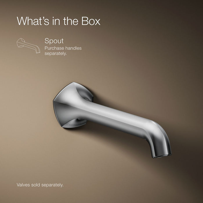 KOHLER K-T27011-ND Occasion Wall-mount bathroom sink faucet spout with Straight design, 1.2 gpm