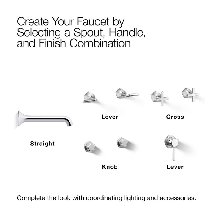 KOHLER K-T27011-ND Occasion Wall-mount bathroom sink faucet spout with Straight design, 1.2 gpm, vibrant brushed nickel -...