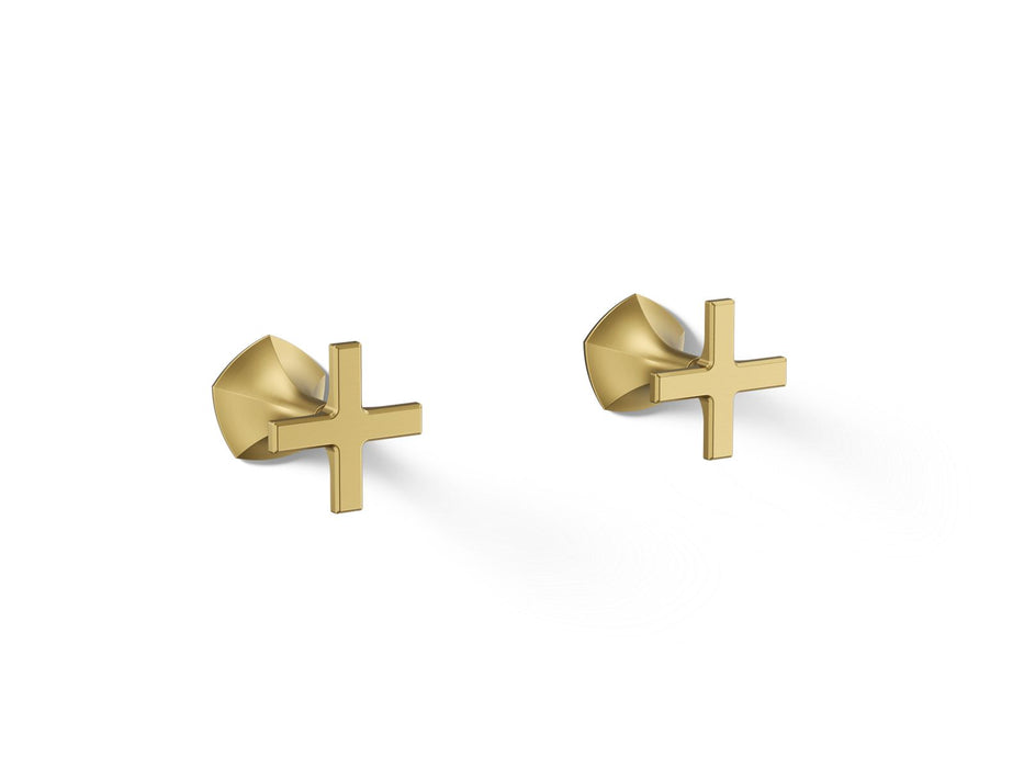KOHLER K-T27013-3 Occasion Wall-mount bathroom sink faucet Cross handle trim, 1.2 gpm, vibrant brushed moderne brass