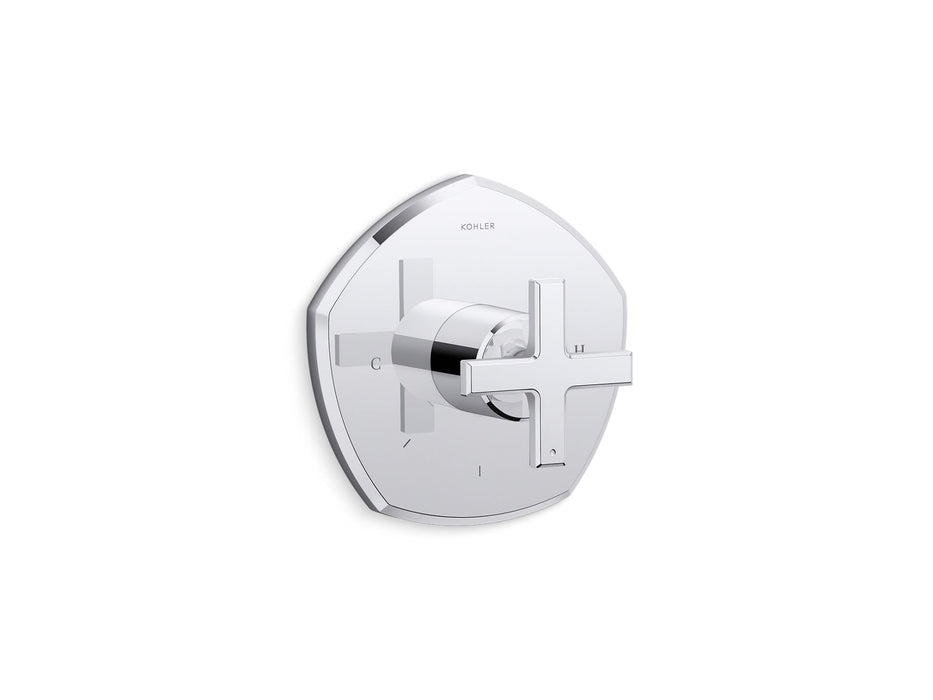 KOHLER K-T27040-3 Occasion MasterShower temperature control valve trim with cross handle, polished chrome