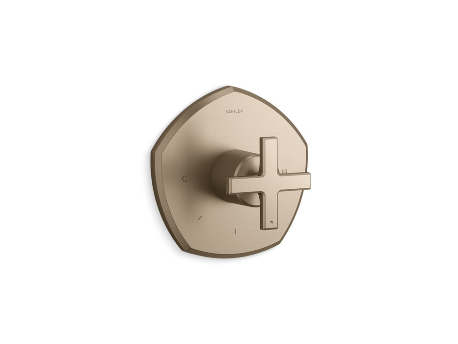 KOHLER K-T27040-3 Occasion MasterShower temperature control valve trim with cross handle, vibrant brushed bronze