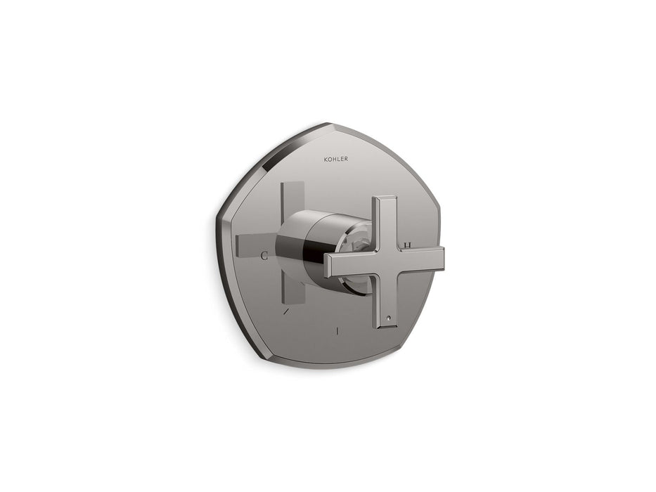 KOHLER K-T27040-3 Occasion MasterShower temperature control valve trim with cross handle, vibrant titanium