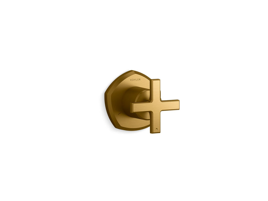 KOHLER K-T27042-3 Occasion MasterShower transfer valve trim with cross handle, vibrant brushed moderne brass