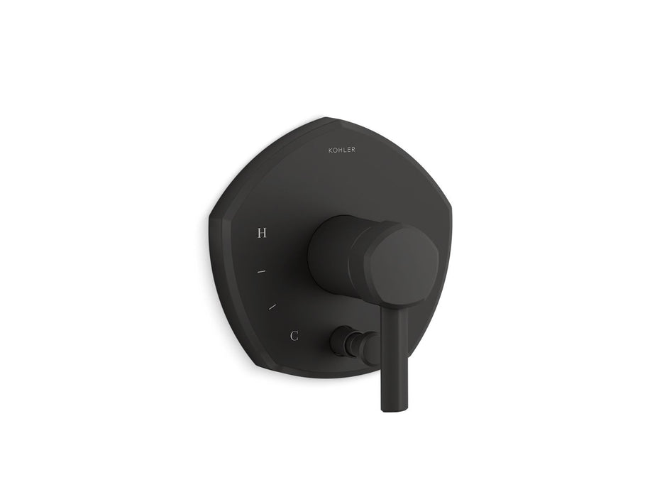 KOHLER K-T27044-4 Occasion Rite-Temp valve trim with push-button diverter and lever handle, matte black