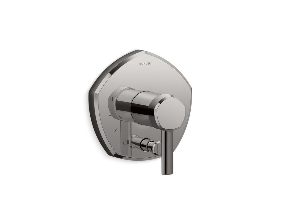 KOHLER K-T27044-4 Occasion Rite-Temp valve trim with push-button diverter and lever handle, vibrant titanium