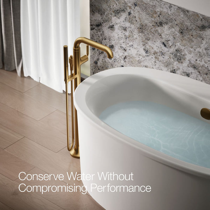 KOHLER K-T27424-4 Tone Floor-mount bath filler trim with handshower, vibrant brushed moderne brass - view 4