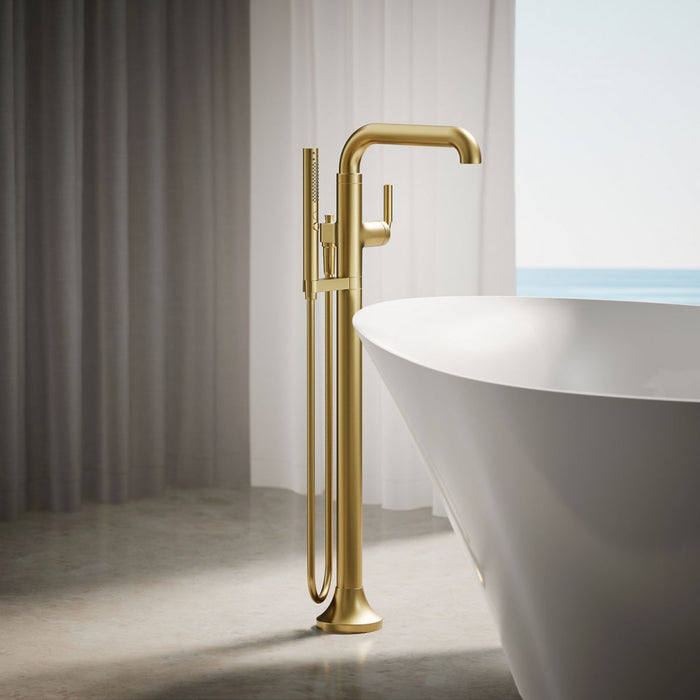 KOHLER K-T27424-4 Tone Floor-mount bath filler trim with handshower, vibrant brushed moderne brass - view 5