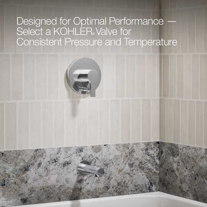 KOHLER K-T35327-4H Elate Rite-Temp bath and shower trim kit with push-button diverter, 1.5 gpm, polished chrome - view 5