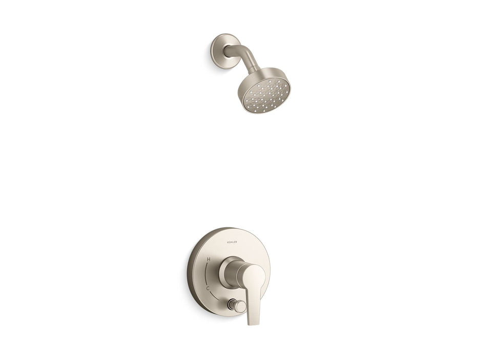 KOHLER K-T49990-4G Pitch Rite-Temp shower trim kit with push-button diverter, 1.75 gpm, vibrant brushed nickel
